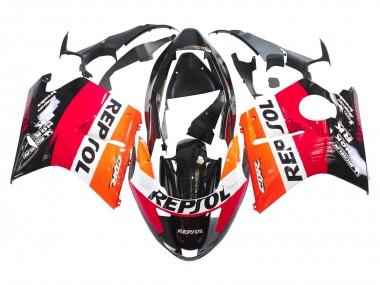 Custom 1996-2007 Honda CBR1100XX Blackbird Abs Motorcycle Fairings - Orange White Red Glossy Black Repsol