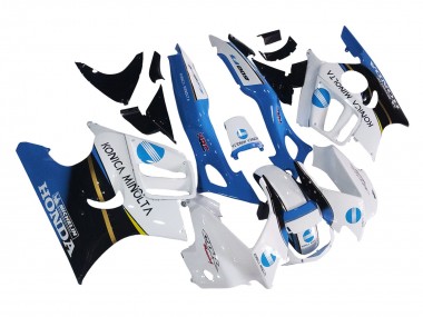 Custom 1997-1998 Honda CBR600 F3 Motorcycle Fairings - White Blue Glossy Black
