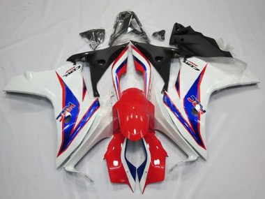 Custom 2011-2013 Honda CBR600F Motorcycle Fairings - White Red Blue HRC