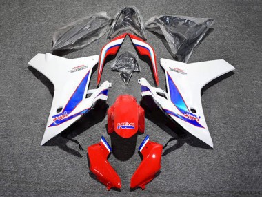 Custom 2011-2013 Honda CBR600F Motorcycle Fairing - White Red Blue HRC