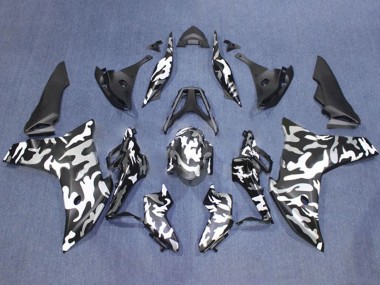 Custom 2011-2013 Honda CBR600F Motorcycle Fairings - Black White Camouflage