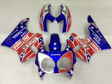 Custom 1992-1993 Honda CBR900RR 893 Motorcycle Fairings - White Red Blue Star Castrol