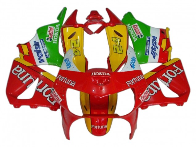 1998-1999 Honda CBR900RR 919 Motorcycle Fairings - Red Yellow Green White Fortuna Castrol