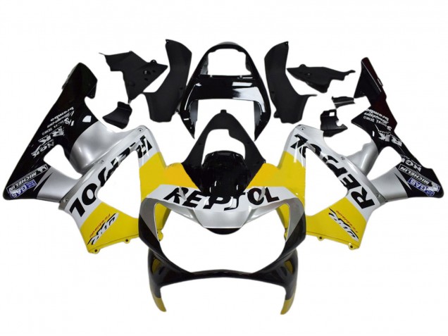 2000-2001 Honda CBR900RR 929 Motorcycle Fairings - Yellow Silver Glossy Black Repsol