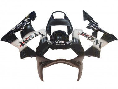 Custom 2000-2001 Honda CBR900RR 929 Motorcycle Fairings - Glossy Black White West