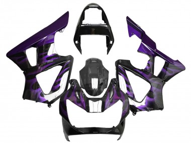 Custom 2000-2001 Honda CBR900RR 929 Motorcycle Fairings - Glossy Black Purple Flame