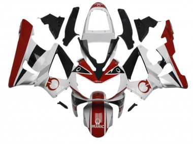 Custom 2000-2001 Honda CBR900RR 929 Motorcycle Fairings - White Red Glossy Black Pramac