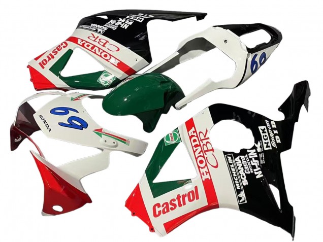2002-2003 Honda CBR900RR 954 Motorcycle Fairings - White Red Green Glossy Black Castrol
