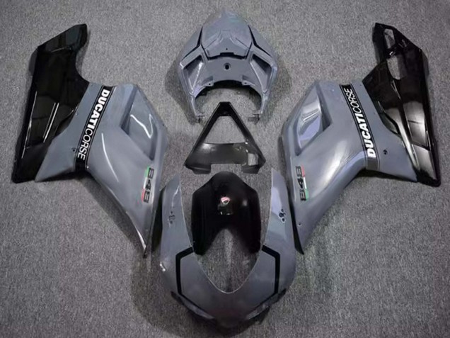 2007-2014 Ducati 848 Motorcycle Fairings - Grey Glossy Black Corse