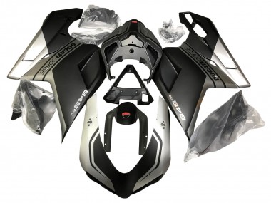 Custom 2007-2014 Ducati 848 Motorcycle Fairings - Silver Matte Black