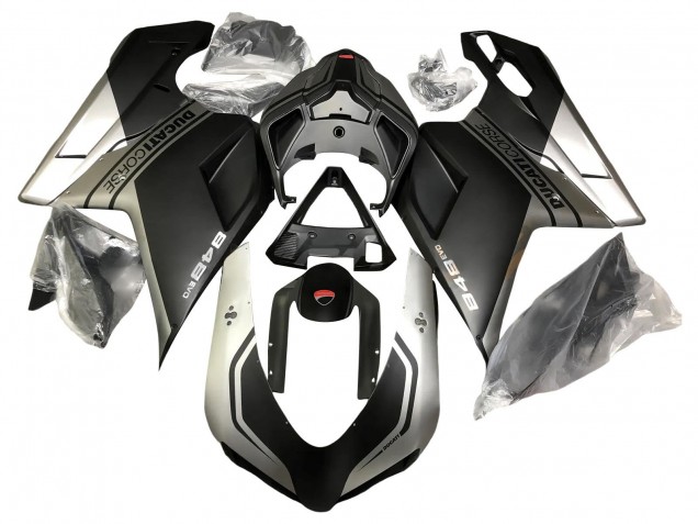 2007-2014 Ducati 848 Motorcycle Fairings - Silver Matte Black