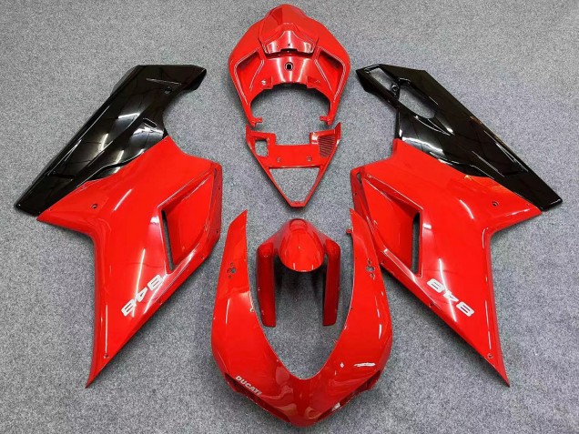 2007-2014 Ducati 848 Motorcycle Fairings - Red Glossy Black