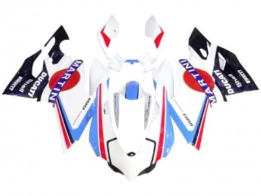 Custom 2011-2014 Ducati 1199 Motorcycle Fairings - White Red Blue Glossy Black Martini