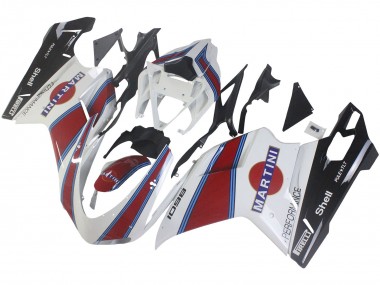 Custom 2007-2014 Ducati 1098 Motorcycle Fairings - White Red Blue Glossy Black Martini