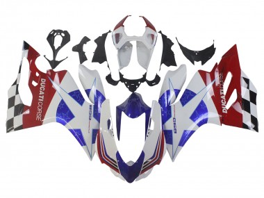 Custom 2011-2014 Ducati Panigale 899 Motorcycle Fairings - White Blue Red Black