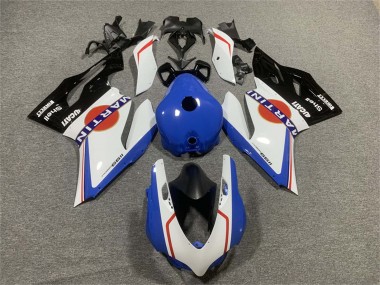 Custom 2011-2014 Ducati Panigale 899/1199 Motorcycle Fairings - White Blue Glossy Black Martini