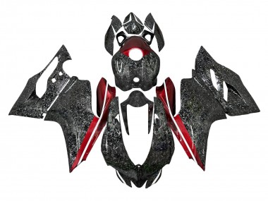 Custom 2011-2014 Ducati Panigale 899/1199 Motorcycle Fairings - Black Forged Carbon Fiber Style Red