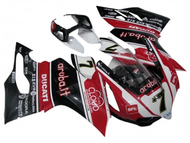 Custom 2011-2014 Ducati Panigale 899/1199 Motorcycle Fairings - White Red Glossy Black Aruba.it 7