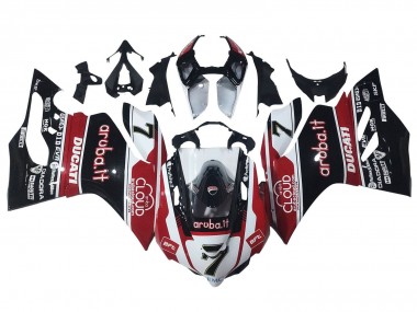 Custom 2011-2014 Ducati Panigale 899/1199 Motorcycle Fairings - White Red Glossy Black Aruba.it 7