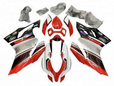 Custom 2011-2014 Ducati 1199 Motorcycle Fairings - Silver Red Glossy Black