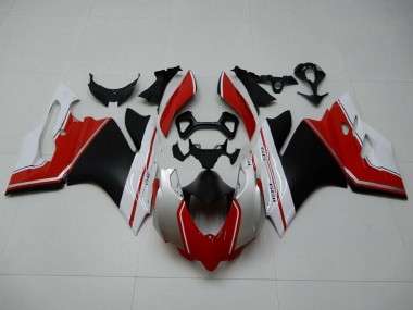 Custom 2011-2014 Ducati 1199 Motorcycle Fairings - White Red Matte Black