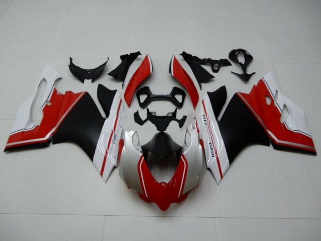 2011-2014 Ducati 1199 Motorcycle Fairings - White Red Matte Black