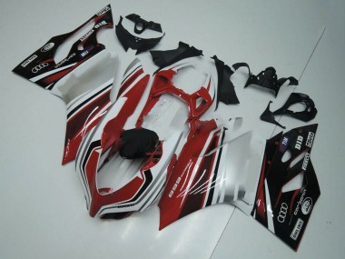 Custom 2011-2014 Ducati Panigale 899 Motorcycle Fairing - White Red Glossy Black