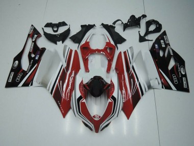 Custom 2011-2014 Ducati Panigale 899 Motorcycle Fairing - White Red Glossy Black