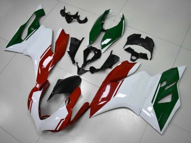 Custom 2011-2014 Ducati Panigale 899 Motorcycle Fairings - White Red Dark Green