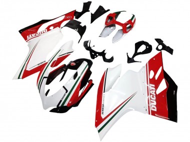 Custom 2011-2014 Ducati 1199 Motorcycle Fairings - White Red Green Glossy Black