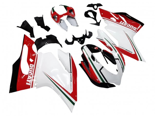 2011-2014 Ducati 1199 Motorcycle Fairings - White Red Green Glossy Black
