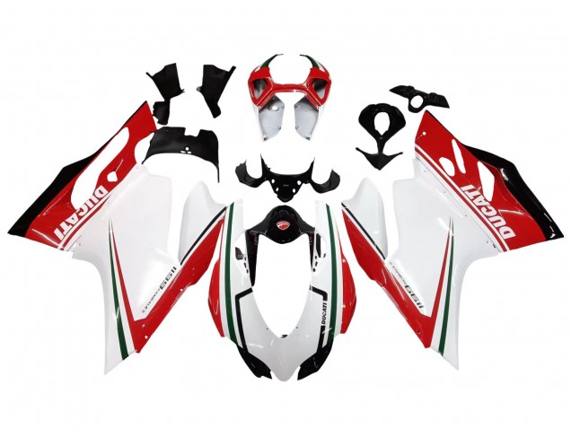 2011-2014 Ducati 1199 Motorcycle Fairings - White Red Green Glossy Black
