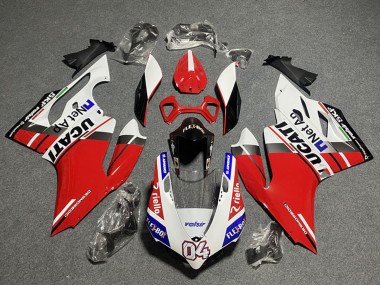 Custom 2011-2014 Ducati Panigale 899/1199 Motorcycle Fairings - White Red Blue Glossy Black Flex-Box Valsir 04
