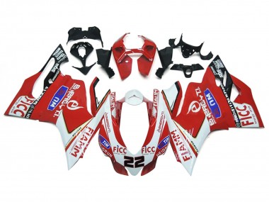 Custom 2011-2014 Ducati 1199 Motorcycle Fairings - White Red Glossy Black Fiamm Ficc 22