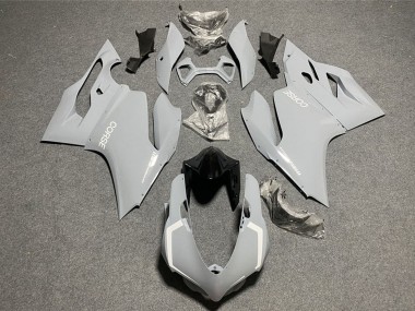 Custom 2011-2014 Ducati 1199 Motorcycle Fairings - Light Nardo Grey White Corse