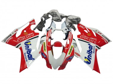 Custom 2011-2014 Ducati Panigale 899/1199 Motorcycle Fairings - White Red Blue Valsir Fiamm