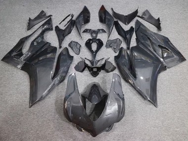 Custom 2015-2020 Ducati 959/1299 Motorcycle Fairings - Black Carbon Fiber Style