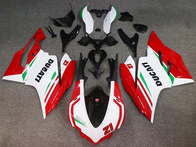 2015-2020 Ducati 959/1299 Motorcycle Fairings - White Red Green Glossy Black 21