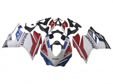 Custom 2015-2020 Ducati 1299 Motorcycle Fairings - White Red Blue Matte Black Unibat Flex-Box