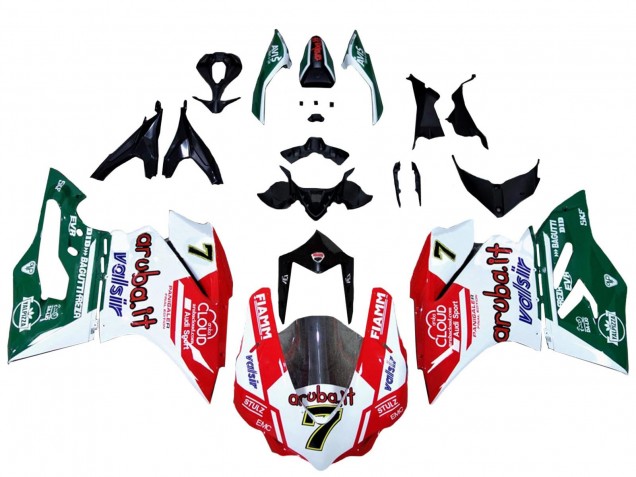 2015-2020 Ducati 959/1299 Motorcycle Fairings - White Red Green Valsir Fiamm 7