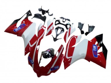 Custom 2015-2020 Ducati 959/1299 Motorcycle Fairings - White Red Glossy Black Tim
