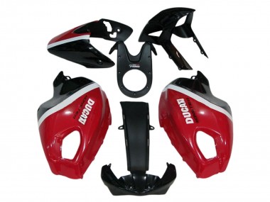 Custom 2008-2012 Ducati Monster 696 796 1100 1100S Motorcycle Fairings - Red White Glossy Black