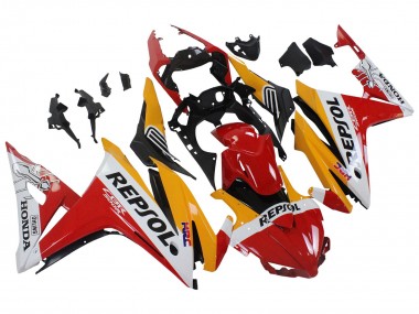 Custom 2016-2018 Honda CBR500R Motorcycle Fairings - Yellow White Red Repsol HRC