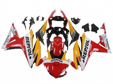 Custom 2016-2018 Honda CBR500R Motorcycle Fairings - Yellow White Red Repsol HRC