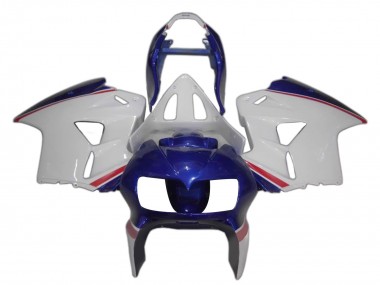 Custom 1998-2001 Honda VFR 800 Motorcycle Fairings - White Blue Red