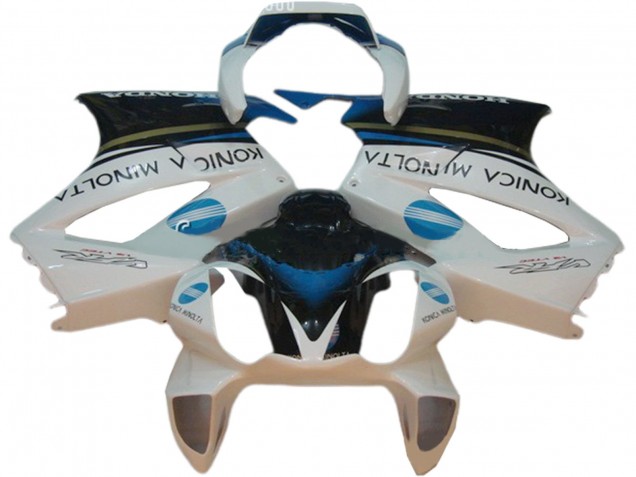 2002-2013 Honda VFR 800 Motorcycle Fairings - White Blue Black Konica Minolta