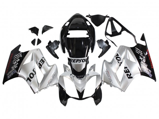 2002-2013 Honda VFR 800 Motorcycle Fairings - Silver Glossy Black Repsol