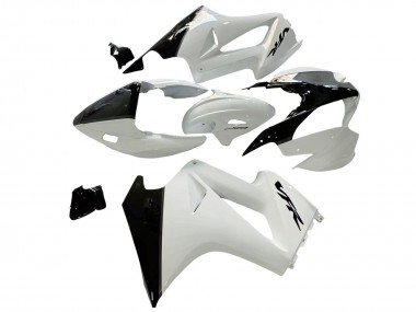 Custom 2002-2013 Honda VFR 800 Motorcycle Fairings - Pearl White Glossy Black Decal