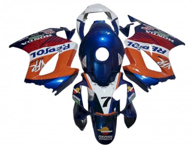 Custom 2002-2013 Honda VFR 800 Motorcycle Fairings - White Orange Blue Repsol