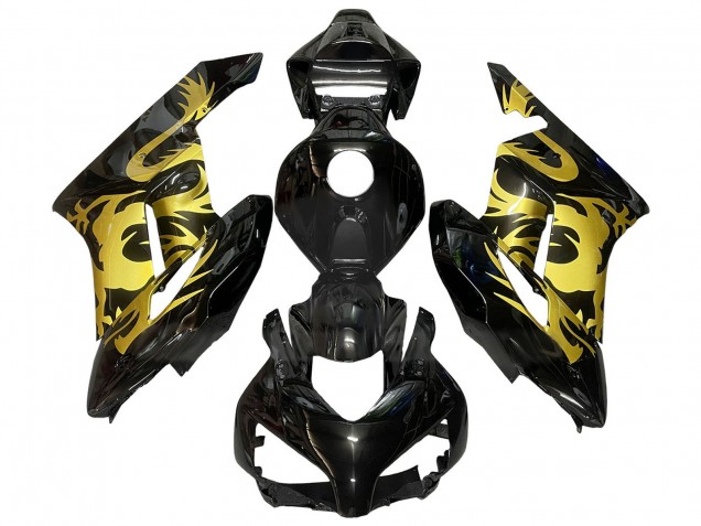 2004-2005 Honda CBR1000RR Motorcycle Fairings - Gold Glossy Black Dragon